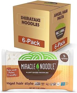 Miracle Noodle Angel Hair Pasta - Plant Based Shirataki Noodles, Konjac Noodles, Vegan, Gluten-Free, Low Carb Pasta, Paleo, Low Calorie Noodles, Soy Free, Non-GMO, Keto Pasta Noodles - 7 Oz, 6-Pack