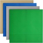 Lekebobor Classic Baseplates 10"x10" Building Brick, Compatible with Major Brands Building Base Plate, 4 Packs (Gray,Blue,Green,Sand)