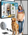 FLUX Magnetic Screen Door - Self-Closing, Pet-Friendly, Durable Polyester Mesh Screen Door with Powerful Magnetic Attachments, Keeps Bugs Out, Fits Sliding Doors and Standard Doors up to 32" x 78"