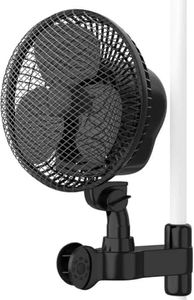 GROZY 15 cm Fan Blade 20 cm Housing Oscillating Clip on Fan for Hydroponic Tent Grow Room Home and Office 20W 2 Speed Quiet Fan with Adjustable Heavy Duty Clamp 240V for Indoor Growing Black