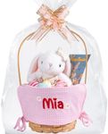 Personalized Easter Basket 2025 New Custom Embroidered Designed Liners with Stuffers Hand-Woven Folding Handle