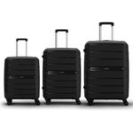 Aristocrat Liberty Set of 3 (Cabin+Medium+Large) Polypropylene Hard Spinner Trolley Bag, 58+68+78Cm|Combination Lock|8 Wheels|3 Years International Warranty|Jet Black