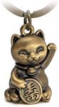 FABACH Maneki Neko Lucky Cat Key Ring - Cute Cat Lucky Charm - Cat Pendant Metal - Keyring Cat Gift, Antique bronze, Einheitsgröße, Keyring