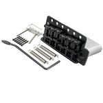 Wilkinson M Series 54mm (2-1/8 inch) String Spacing 6-Screw Vintage Bent Saddle Guitar Tremolo Bridge with Push-In Arm 36mm Block for Strat Style Electric Guitar, Black