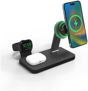 ZAGG mophie Snap+ 3-in-1 Wireless Charger with Europe Adapter, Qi-Enabled Devices, Fast Charging, Up to 15W, Black