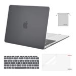 MOSISO Compatible with MacBook Air 13 inch Case M1 2021 2020 2019 2018, Hard Shell for MacBook Air M1 Case 13.3 inch A2337 A2179 A1932 & Keyboard Cover & Screen Film & Storage Bag, Gray