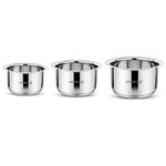 KITCHEN CLUE Premium Grade Quality Stainless Steel Tope Set 1200_1600_2000 ML with 3.5 MM Thick TRIPLY Base I Induction & Gastove Compatible I Heavy Bottom Bhagona. Tapeli for Boiling Milk, Water