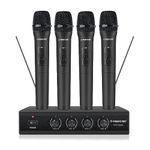 Phenyx Pro Wireless Microphone System, 4 Channel VHF Wireless Mics, w/ 4 Handheld Dynamic Microphones, Metal Receiver, Long Range, Microphone for Singing, Karaoke, Church (PTV-2000A)