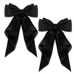 AYNKH 2 PCS Big Bow Hair Clips with Long Silky Satin, Solid Color French Barrette Simple Hair Fastener Accessories for Women Girls