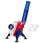 Franklin Sports Kids MLB Pitching Machine - MLB Baseball Pitching Machine for Kids Batting Practice - MLB Power Pitcher with Adjustable Speeds and Launch Angles (White/Red)