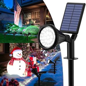 AUDERWIN Solar Spot Lights Outdoor Waterproof, Flag Pole Light Solar Powered Halloween Lights, Landscape Spotlights for Tree, House, Yard, Garden, Christmas Decorations-2 Pack