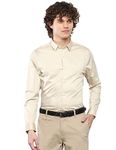 Calvin Klein Jeans Men's Solid Slim Fit Spread Collar Shirt (J319744ACI_Classic Beige