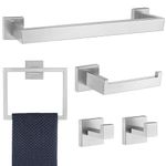 5 Pieces Bathroom Hardware Accessories Set Brushed Nickel, Bathroom Towel Rack Set SUS304 Stainless Steel, Square Towel bar Set Heavy Duty, Wall Mounted