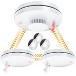 Smoke and Heat Alarm Scotland Bundle with 10-Year Battery | EN14604 CE、AS3786 Certified | Pre-Linked Photoelectric Sensor | Wireless Interlinked Fire/Heat Detectors - 3 Pack