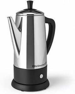 Elite Gourmet 12-Cup Electric Coffee Percolator, Dishwasher Safe Stainless-Steel Filter, Lid & Tube, Keep Warm, 360° Swivel Base Cord-less Serving, Stainless-Steel