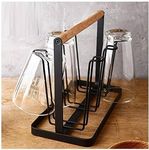 STAR WORK 6 Glass Holder & Glass Stand for Kitchen | Dining Accessories | Wine Glass Drinking Glass Steel Glass Mug Cup Holder & Organiser | Portable Holder | Anti Rust (Pack 1)