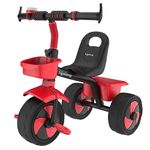 Lifelong Trike Cycle for Kids Cycle 2 - 5 years - Tricycles - Baby cycle - bicycle for kids - Bike for kids with 3 EVA Wheels, Bell & Basket for Toys -Durable tricycle 30kg Capacity (Red & Black)