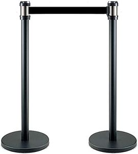 Crowd Control Stanchion Posts with 200cm Retractable Belt (2-Pack) (Black)