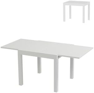GarveeLife Expandable Patio Table, Extendable Outdoor Dining Table Set for 4-6 Persons, Aluminum Slat Frame Perfect for Backyard, Deck, Porch, White