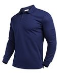 Deyeek Men's Polo Shirts Long Sleeve Golf Polo Shirts for Men Quick Dry UPF 50+ Sun Protection Polos Casual Collared Shirts Navy Blue