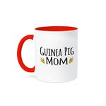 3dRose mug_154048_5 Guinea Pig Mom, Ceramic, Red/White