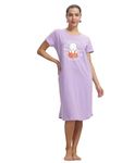 9shines Label Plus Size Knee Length Hosiery Cotton Night Dress | Short Nighty for Women with Pocket | Graphic Print Nightwear | Night Gown for Women. (9SPSJL24-LIL-5XL) Lilac