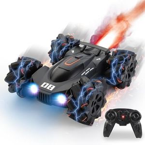 FUROKASO Rechargeable RC Car Toy for Boys | All-Terrain Stunt Car with Cool Tail Spraying, Double-Sided Driving & 360° Rotation, Remote Control Car Ideal for Indoor/Outdoor Use | Boy Toys | RC Cars