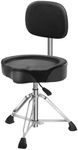 Augioth Drum Throne with Backrest Padded Hydraulic Drum Chair Height Adjustable Drum Stool with Stable Bass Comfortable Memory Foam Drum Seat for Adult Drummers Guitar Players Black