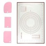 Silicone Baking Pastry Mat with 3 Scrapers, Nonstick Silicone Pastry Mat, Non-Slip Silicone Fondant Mat, Dough Rolling Mat,Fondant Rolling Tray Dough Kneading Sheet Liner for Cake, Pie, Bread (Red)