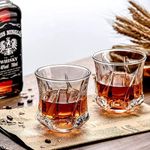ANKUL Whiskey Glass, Set of 2, 325ML, Crystal Clear, Perfect for Scotch, Whisky, Bourbon, Liquor, Wine, Cocktail Drinks, Stylish Design (2, Round Twisted)
