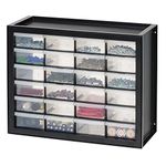 IRIS USA Screw Organizer, Hardware Storage Organizer, 24 Drawer Parts Cabinet, Plastic Drawer Storage for Hardware Crafts, Small Parts, Nuts and Bolts, Tool Storage, Scrapbook Art Hobby - Black