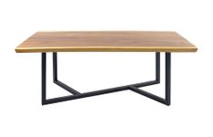 Deco 79 Wood Rectangle Dining Table with Black Metal Base, 79" x 40" x 30", Brown