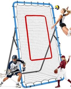 JOLORLY Volleyball Baseball Rebounder Net, 7×4 ft Soccer Softball Pitchback with Quick Adjustments, Heavy Duty Lacrosse Practice for Backyard Solo Training (Blue)