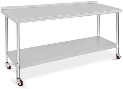 GarveeHome [NSF Food Prep Stainless Steel Table - Adjustable Under Shelf, Heavy Duty Metal Table Cart Worktable with Undershelf,Commercial Use, 72x30x35 Inch, Ideal for Restaurant, Home and Hotel