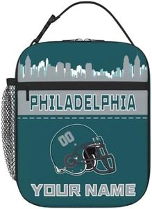 Custom Philadelphia Lunch Bag Box Personalized Fan Gift Football Lunch Box with Name Number Customized Insulated Lunch Tote Bag