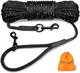 Joytale Long Training Lead for Dogs, 15/10/5M Strong Reflective Dog Training Leads with Soft Handle, Nylon Rope Long Line Dog Leads for Small and Puppy Dogs with 2 Hook Tie out, 5M, Black