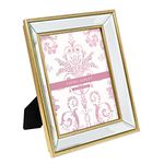 Laura Ashley 8x10 Gold Beveled Mirror Picture Frame, Classic Mirrored Frame with Deep Slanted Angle, Wall-Mountable, Made for Tabletop Display, Photo Gallery and Wall Art, (8x10, Gold)