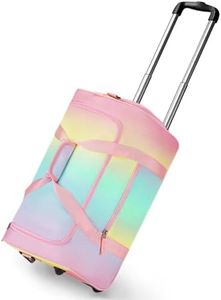 Choco Mocha Girls Gradual Pink Suitcase with Wheels Kids Purple Rolling Duffle Bag for Camping Teen Girls Toddler Luggage Bag for Travel, 22inch