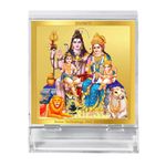 DIVINITI 24K Gold Plated Foil Shiv Parivar Photo Frame for Car Dashboard, Car Idol, Table Décor|ACF 3A Acrylic Car Frame with Shiva Family|Religious Prayer Pooja Frame for Gift (5.8x4.8 CM)