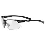 uvex Sportstyle 802 V - Sports Sunglasses for Men and Women - Self-Tinting Lenses - Anti-Fog Technology - Black/Smoke - One Size
