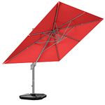 Tangkula 10x13ft Patio Offset Rectangular Umbrella, Garden Cantilever Umbrella W/ 360° Rotation Function, 4-Tilt Setting & Hand-Crank System, Large Hanging Umbrella W/Weight Base Included (Wine)