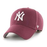 47 MLB New York Yankees MVP Unisex Baseball Cap, Hook & Loop Strap, White Logo, Colour Dark Maroon