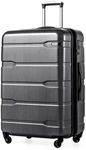 Coolife Luggage Expandable(only 28") Suitcase PC+ABS Spinner Built-In TSA lock 20in 24in 28in Carry on (Charcoal., L(28in).)