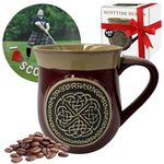 Scotland Celtic Circle Design Embossed 500ml Stoneware Piping hot Mug: Wide Coffee Tea Hot Chocolate Cups | Christmas New Year Gift Box | Scottish Heritage Craftsmanship (Red), SMG118