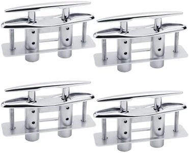 YANYUCB Pull Up Flush Mount Cleat Boat Dock Deck Marine Stainless Steel 316 Retractable Low-Profile Mooring Rope Neat Cleat Lift with Backing Plate and Lock Nuts (8 inch, 4 Pack)