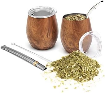 BALIBETOV Modern Mate Cup And Bombilla Set (Yerba Mate Cup) -Yerba Mate Set includes Double Walled 18/8 Stainless Steel Mate Tea Cup, Two Bombilla Mate (Straw) and a Cleaning Brush (Wood X2, 8.00)