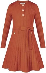 GRACE KARIN Girls Fall Orange Dresses Halloween Long Sleeve Formal Dress 14