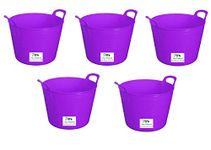 Easy Shopping 5 x 14 Litre Flexi Tub Garden Home Flexible Colour Rubber Storage Container Bucket Polyethylene Flex Tub- MADE IN U.K. (Purple)