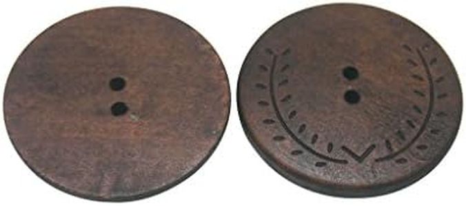 Amanaote Large Size Wood Button Round 50mm Diameter with 2 Holes for Craft Sewing DIY Pack of 10