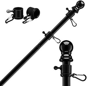 FLY HAWK Flag Pole kit, Suitable for 2x3, 3x5, 4x6 Flag Heavy Garden flagpole, Outdoor or Outdoor Wall-Mounted flagpole for Street Games (Only Flagpole) (7 FT, Black)